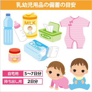 乳幼児用品の備蓄の目安
